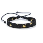 Verstellbares western denim wrap armband für damen - schwarz