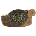 Vintage blumiger damenwesterngürtel mit verzierter ovaler schnalle