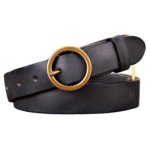 Vintage ledergürtel für damen mit runder schnalle