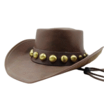 Vintage lederwesternhut mit messingnieten
