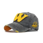 Vintage western distressed baseball cap mit gesticktem “w” - a style grau