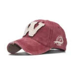 Vintage western distressed baseball cap mit gesticktem “w” - a style rot