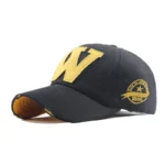 Vintage western distressed baseball cap mit gesticktem w - b stil schwarz