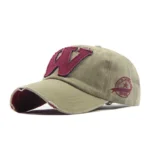 Vintage western distressed baseball cap mit gesticktem „w“ - b stil khaki
