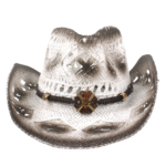 Weiß brauner strohhut mit lederband dekorativ