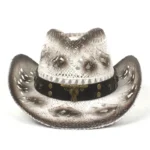 Weiß brauner strohhut mit lederband dekorativ - bull gold