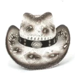 Weiß brauner strohhut mit lederband dekorativ - star