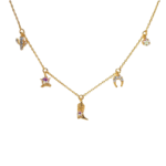 Western charm halskette mit cowboy-mini-anhängern - gold