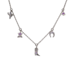 Western charm halskette mit cowboy-mini-anhängern - silber
