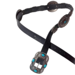 Western concho gürtel mit türkis eingelassener schnalle - schwarz