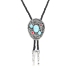 Western cowboy bolo-krawatte mit blumigen und edelsteinakzenten - blau