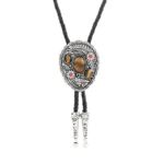 Western cowboy bolo-krawatte mit blumigen und edelsteinakzenten - braun