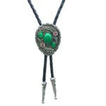Western cowboy bolo-krawatte mit blumigen und edelsteinakzenten - grün