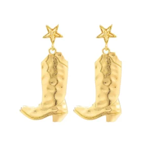 Western cowboy-stiefel-ohrringe mit stern-akzent - gold