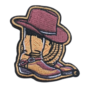 Western cowboyhut und stiefel bestickter aufnäher