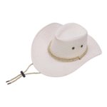 Western-filzhut mit geflochtenem seilband - weiß