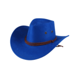 Western-filzhut mit geflochtenem seilband - blau