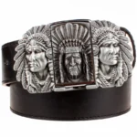 Western gürtel mit abnehmbarer feuerzeugschnalle für herren – neuartiges design - silber schwarz triple chief