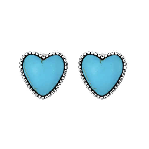 Western herzförmige türkis ohrstecker aus sterlingsilber