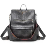 Western leder rucksack mit farbigem gurt - grau Western leder rucksack mit farbigem gurt - grau