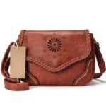 Western leder umhängetasche mit floralem ausstanzdesign - braun Western leder umhängetasche mit floralem ausstanzdesign - braun
