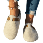 Western schnalle plüsch mules hausschuhe