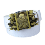 Westerngürtel mit abnehmbarer feuerzeugschnalle für herren – neuartiges design - weißer schädel und knochen