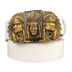 Westerngürtel mit abnehmbarer feuerzeugschnalle für herren – neuartiges design - gold-weiß dreifacher chef
