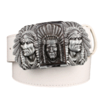 Westerngürtel mit abnehmbarer feuerzeugschnalle für herren – neuartiges design - gold weiß dreifach chief