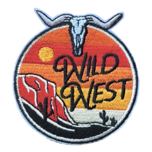 Wilder westen sonnenuntergang cowboy bestickter aufnäher
