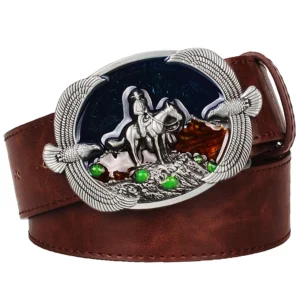Wildwest-cowboygürtel mit ritterschnalle - braun