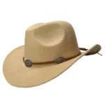 Wollfilz-westernhut mit concho-band - khaki