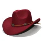 Wollfilz-westernhut mit concho-band - weinrot